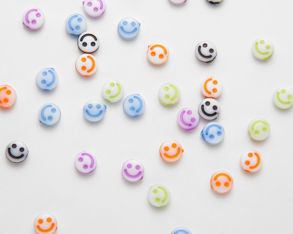 RANDOM 30PCS Smiley Face Bead Smiley Charm Acrylic Etsy