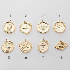 4PCS - 8 lucky charm series , Evil eye, cross, owl, bee, hamsa, gold wishing bone pendant,Real 14K Gold Plated [P0937-PG]