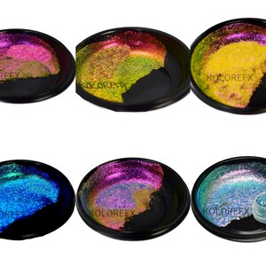 Let's Resin Chameleon Chunky Flakes, Resin Supplies-8 Color Intense ColorSHIFT Pigment Powder for Resin Crafts/Tumblers, Chrome Powder Iridescent Eyes
