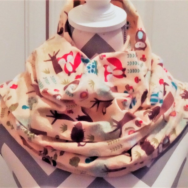 Kinder-Schal, Fuchs-Schal, Waldtiere, Neuheit Schals, Teen Schals, Infinity-Schals, Flanell-Schals, Kreisschal, Mode-Schals