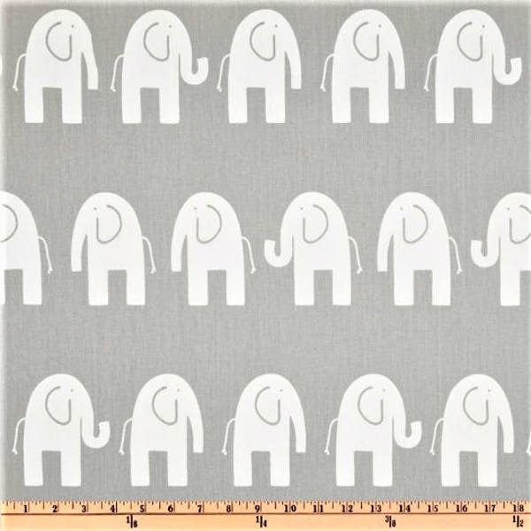 Elephant Fabric, Baby Fabric, Kids Fabric, Drapery Fabric, Upholstery Fabric, Gray/White, Animal/Nursery/Diy/Sewing Materials/Craft Supplies