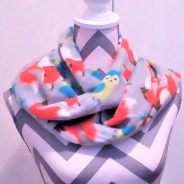 Kids Scarves, Fox, Owl, Novelty, Childrens Scarves, Teen Scarves, Infinity Scarves, Fleece Scarves, CircleScarf, Loop Scarf, Fashion Scarves