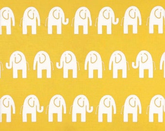 Tessuto per bambini, Tessuto elefante, Tessuto per bambini, Tessuto per tappezzeria, Tessuto per drappeggi, Bianco giallo, Animali / Nursery / Quilt / Fai da cucito / Forniture artigianali