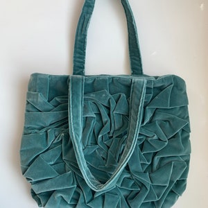 Velvet tote bag/Mint bag/Vegan bags/Gifts for her/Minimal bags/Velvet Green Bags/ Velvet Fabric Bags