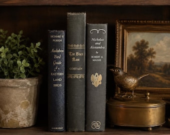 Set of 3 Black Styling Books, Antique, Vintage