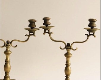 Set of 2 Antique German Bronze Candelabras