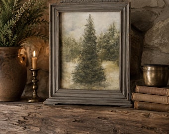 Vintage Solid Wood Swing Frame, Original Oil Painting Landscape Tree Included, Chippy, Shabby