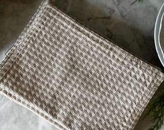 Vintage Tan and Cream Gingham Placemats, Set of 4