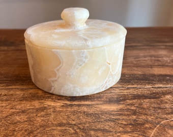 Vintage Alabaster Round Lidded Box