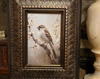 Vintage Frame,  Vintage Style Bird Print Included