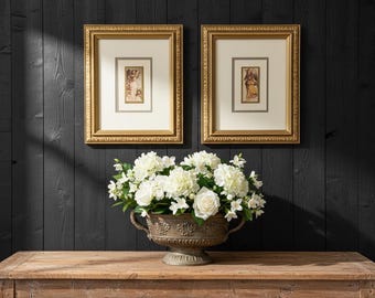 Set of 2 Vintage Gold Framed Italian Lithographs, Prints