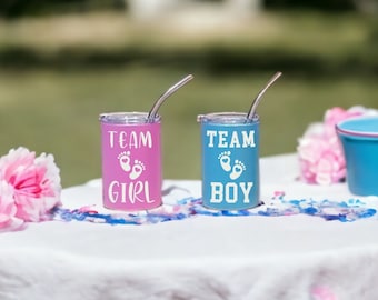 Gender reveal party cups, Baby party favors, Boy Girl decorations supplies & decor, unique gender reveal ideas, 3oz Mini tumbler shot glass