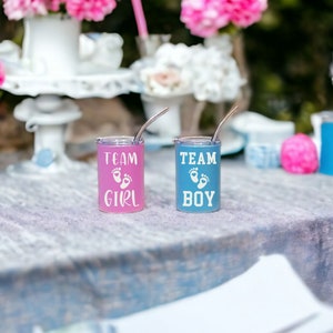 Gender reveal party cups, Baby party favors, Boy Girl decorations supplies & decor, unique gender reveal ideas, 3oz Mini tumbler shot glass image 2