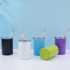 Vaso de chupito mini de 3 oz, vaso de chupito con pajita y tapa, vaso pequeño de acero inoxidable, vasos aislados, vasos de 3 oz, vaso pequeño