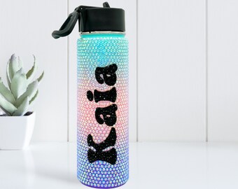 Personalized Bedazzled Rhinestone Water Bottle  Tumbler, Custom Name Gift for Mom Sister Mother Wife Women Gym