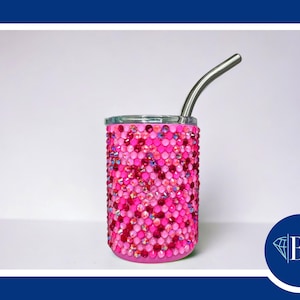 DIY Tumbler Bling Kit for 3oz mini shot glass cup with SS16/4mm glass rhinestones, tools/supplies. Bedazzle craft cup kit by Bling of Boston Pink