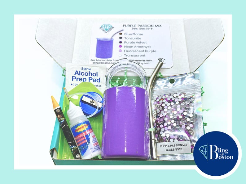 DIY Tumbler Bling Kit for 3oz mini shot glass cup with SS16/4mm glass rhinestones, tools/supplies. Bedazzle craft cup kit by Bling of Boston image 2