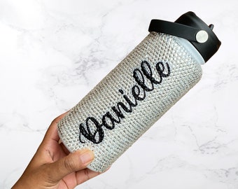 Custom Name Gift for Her, Personalized Bedazzled Rhinestone Water Bottle Tumbler, Bridal Shower Wedding Gift for Bride