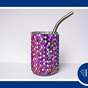 DIY Tumbler Bling Kit for 3oz mini shot glass cup with SS16/4mm glass rhinestones, tools/supplies. Bedazzle craft cup kit by Bling of Boston Purple