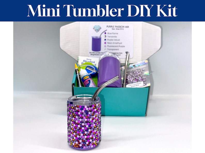 DIY Tumbler Bling Kit for 3oz mini shot glass cup with SS16/4mm glass rhinestones, tools/supplies. Bedazzle craft cup kit by Bling of Boston image 1