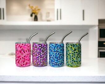 DIY Tumbler Bling Kit for 3oz mini shot glass cups with SS16 glass rhinestones and tools. Bedazzle your cup kit by Bling of Boston (4mm)