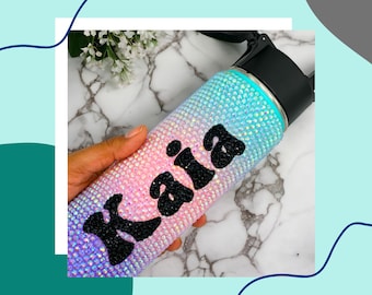 Personalized Rhinestone Tumbler: 32oz Bedazzled Stainless Steel Water Bottle