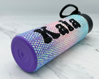 Rhinestone hydro water bottle, insulated water bottle, big bling water bottle, bedazzled water bottle, cute cups with crystals bling cup BOT