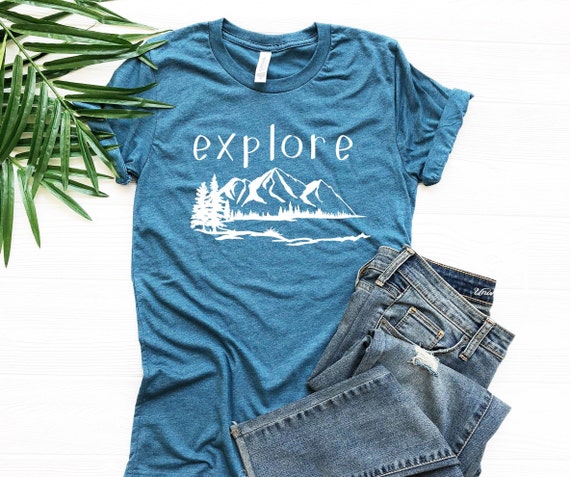 Explore Mountain Tee Hiking Shirt Mountain T-shirt Outdoor | Etsy