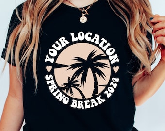 Custom Spring Break Tee, Personalized Family Vacation tee, Group Trip Shirts, Custom Tee, Tropical Palm Tree Shirt, Matching Vacation Shirts