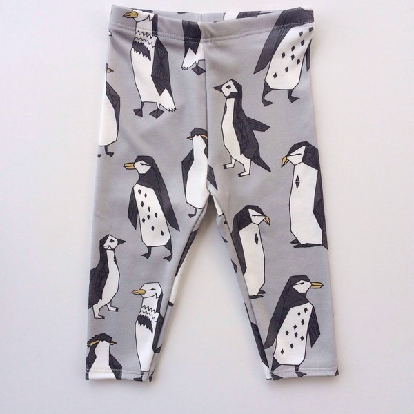 Organic Cotton Penguin Leggings, modern leggings, kids clothes, baby leggings, toddler leggings