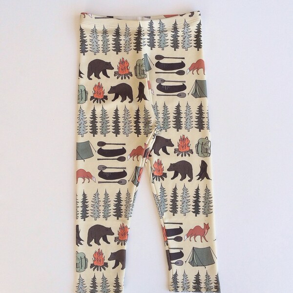 Organic Cotton Outdoor Woodland Camper Leggings, modern kids, baby leggings, kids clothes, boy skinnies, toddler leggings