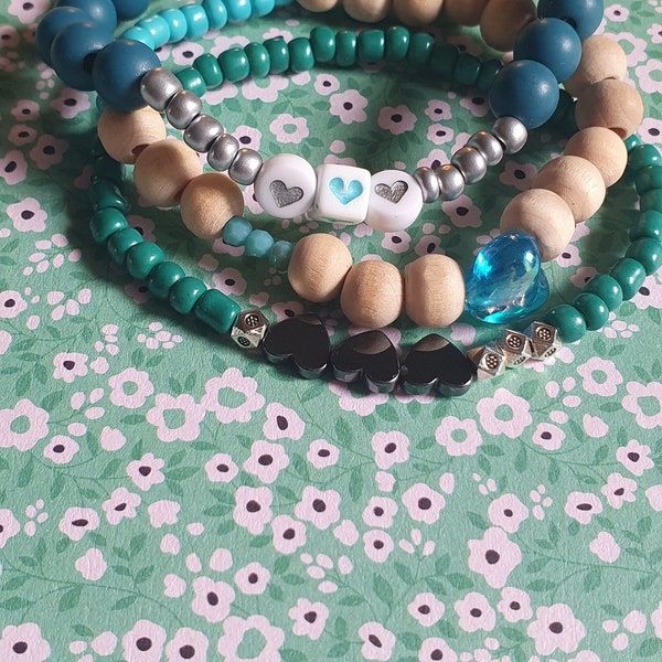 Trio bracelets  perles bois