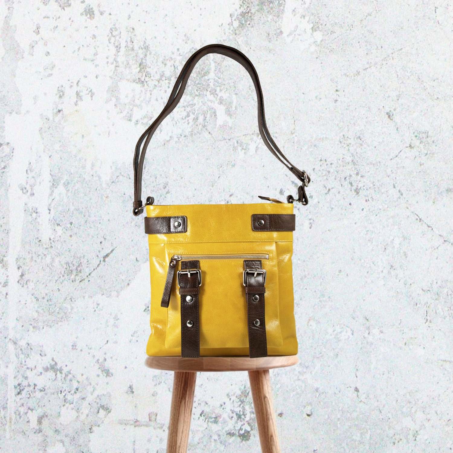 UN1 Yellow Crossbody Leather Bag : Shoulder Purse / Crossbody | Etsy