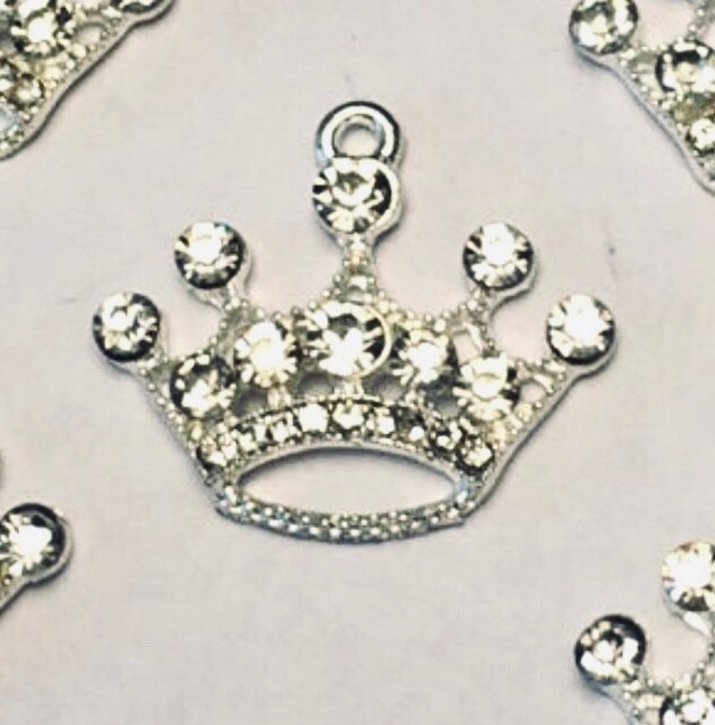 520 Rhinestone crown charms Silver rhinestone tiara charms Etsy