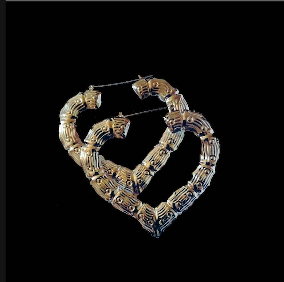 3 5 Plain Silver Heart Vintage 90s Door Knocker Earrings Etsy