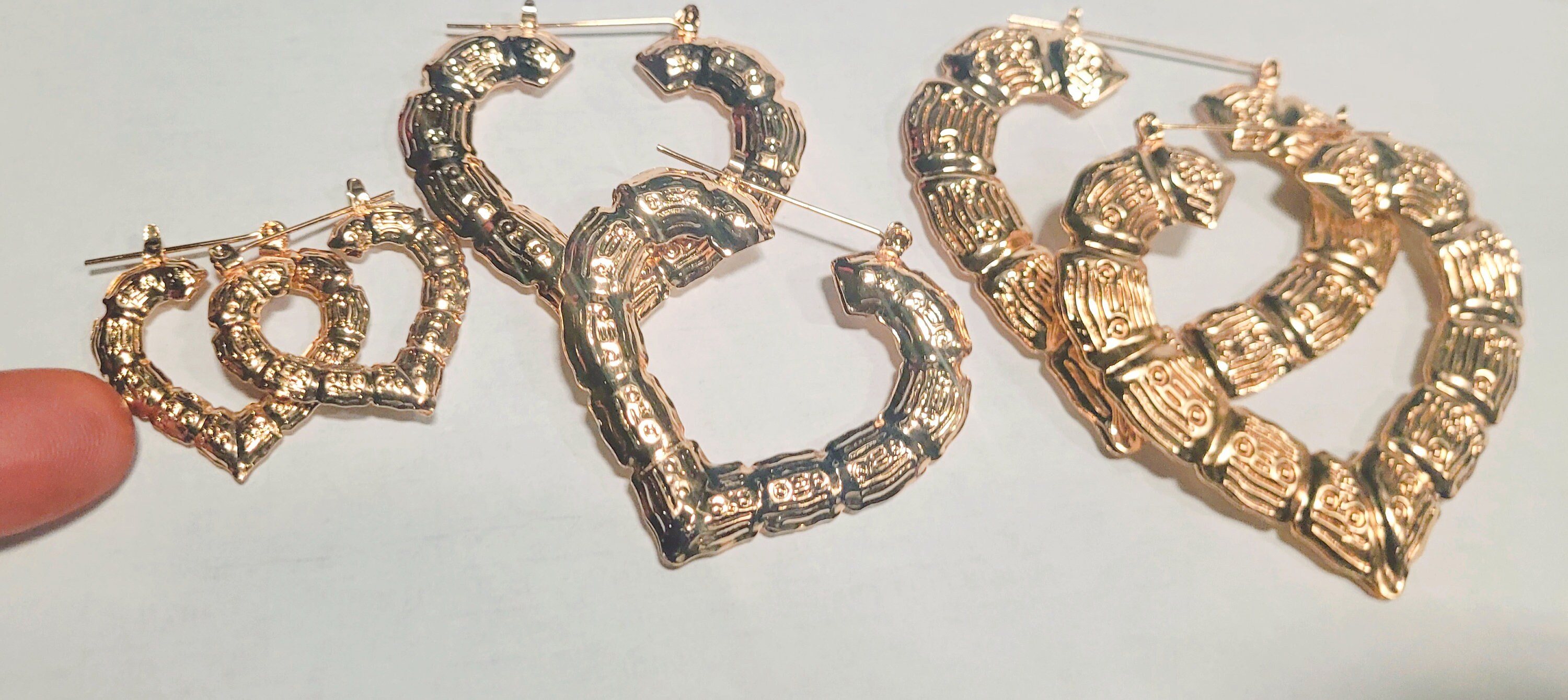 ◆VINTAGE HOLLYWOOD◆ 3Way Heart Ball Earrings VH2313EA003B Vintage 1980s Plain Gold Heart Shape Door Knocker Earrings