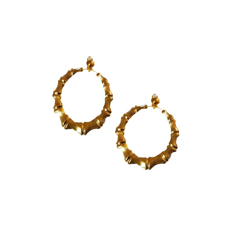 3 5 Clip On Bamboo Earrings 3doorknocker 80s Clip Etsy