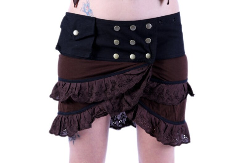 Pixie Skirt,Burning Man,Hippie Clothing,Gift For Her,Festival Clothing,Psy Trance Clothing,Boho Skirt,Festival Mini Skirt,Christmas Gifts Brown & Black