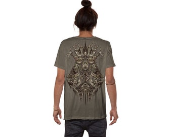 Men's Psychedelic T Shirt Hand Screen Printed. Festival Wear Rave T Shirt,Cool Men T -Shirt ,Psy Tance Clothing,Goa,Spiritual Shirts,