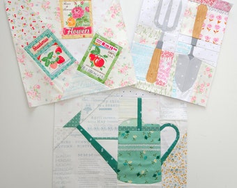 Gardening Bundle 1. FPP quilt blocks.  Garden quilt. PDF