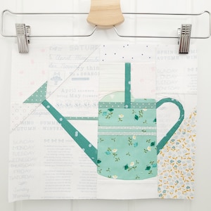 Watering Can.  FPP pattern. Gardening quilt block. PDF