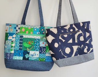 Terrific Tote Bag Sewing Pattern: 2 zipped Pockets, 3 Sizes (PDF Download)