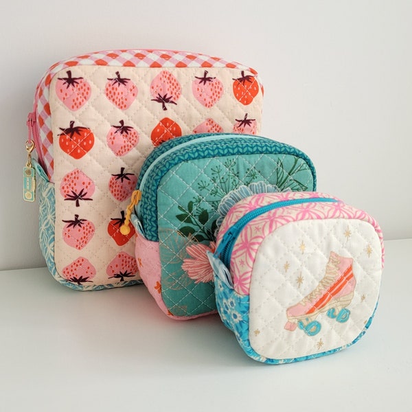 Poppet pouch. PDF Pattern. Zipped pouch. Instant download. Sewing pattern.