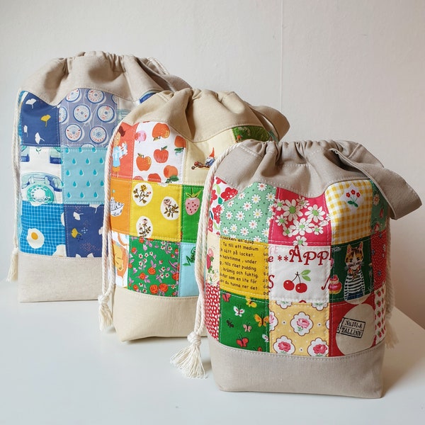 Crafty Sacks. PDF pattern. Project bag. Instant download. Sewing pattern. Drawstring bag.