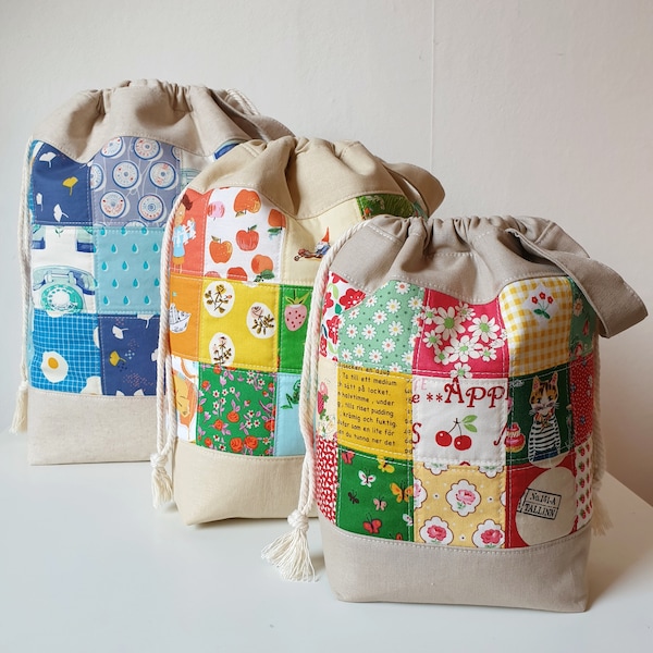 Crafty Sack Sewing Pattern: Drawstring Project Bag (PDF Download, Measure & Cut Design)