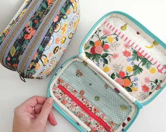 Many Ways Pouch Sewing Pattern: Double Zip Pouch with pockets (PDF download)