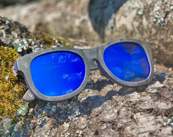 Orleans Sunglasses Recycled Denim Frame - Blue Lens