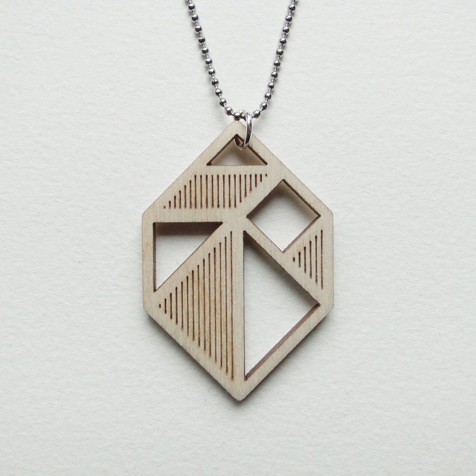 Tangram Gem/diamant Necklace Laser Cut From Birch Wood - Etsy