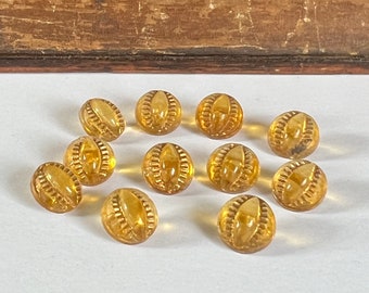 Antique Vintage Yellow Small Faceted Czech Glass Buttons, 11 mm, Yellow Glass Buttons, Czech Buttons, Glass Buttons, Antique Vintage Buttons