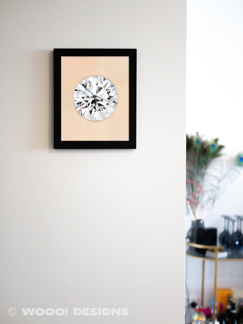 Gemstone Diamond Cream Background Digital Print Digital Download